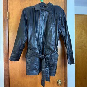 Preowned Wilsons Leather Jacket Men's L Black Thinsulate with Belt
